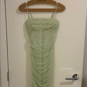 Babaton Strapless Dress in Soft Green